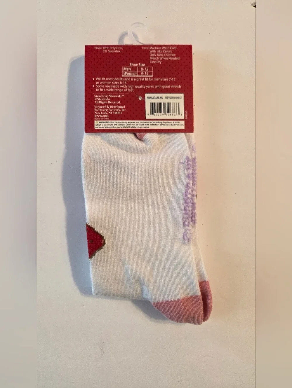 NWT Strawberry Shortcake Pink Striped Graphic Crew Socks One Size